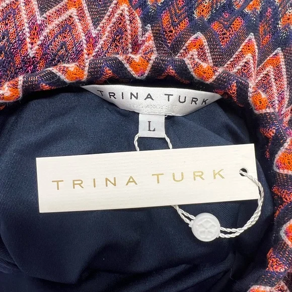 Trina Turk Crop Penelope Pant New With Tags Size Large Pink Purple Zig Zag Pants - Picture 5 of 11